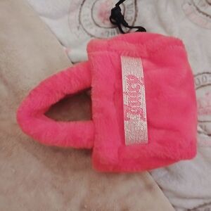 Pink Fuzzy Handbag with Logo